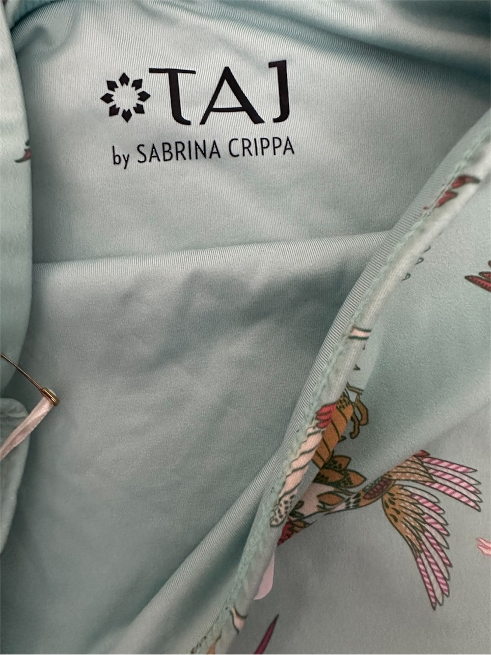 TAJ by Sabrina Crippa Turquoise Bird Print One Shoulder One Piece Bathing Suit - Picture 5 of 7